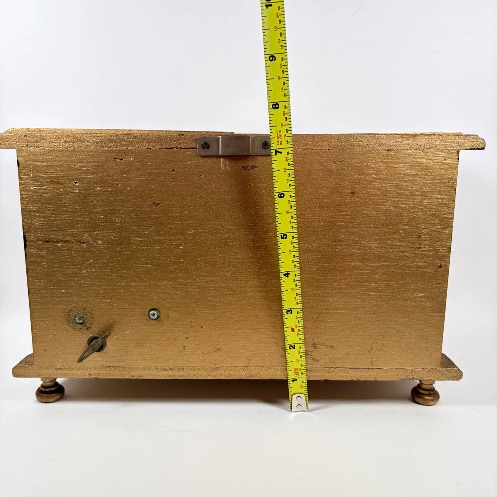 1970s Florentine Style Wooden Music Jewelry Chest Box Japan Love Story